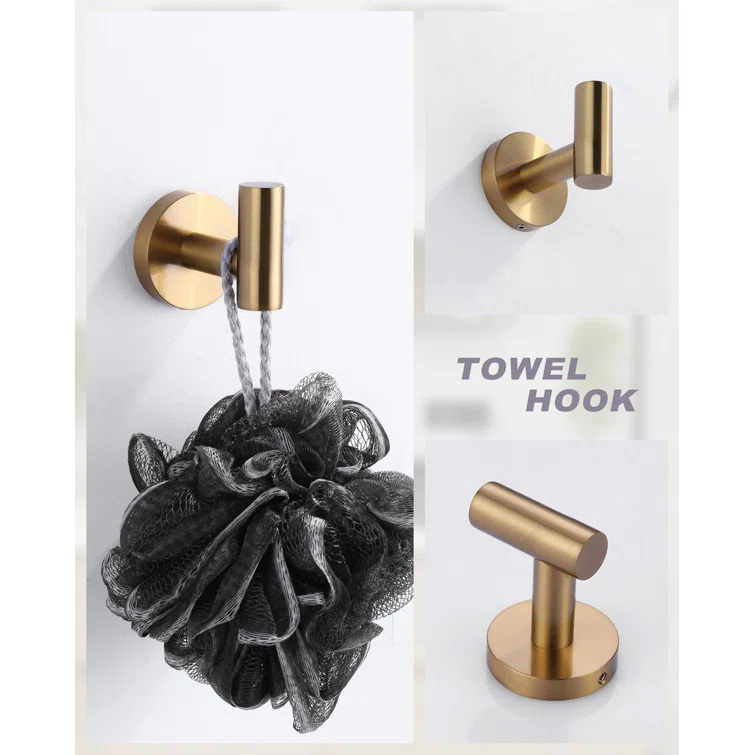 3-Piece Bath Hardware Set With Mounting Hardware With Towel Ring, Towel Hook And Toilet Paper Holder In