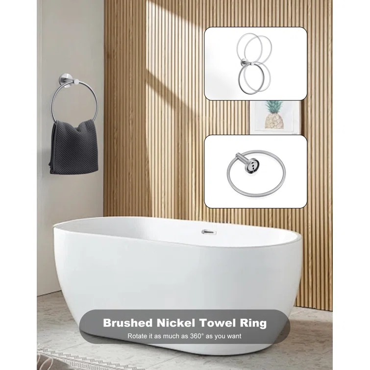 3-Piece Bath Hardware Set With Mounting Hardware With Towel Ring, Towel Hook And Toilet Paper Holder In