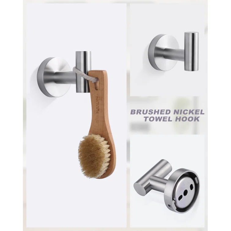 3-Piece Bath Hardware Set With Mounting Hardware With Towel Ring, Towel Hook And Toilet Paper Holder In