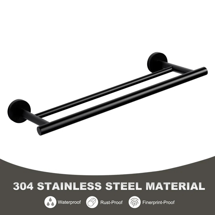 SUS 304 Stainless Steel Bathroom Double Towel Bar, Wall Mount Towel Holder For Bathroom