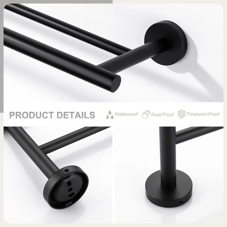 SUS 304 Stainless Steel Bathroom Double Towel Bar, Wall Mount Towel Holder For Bathroom