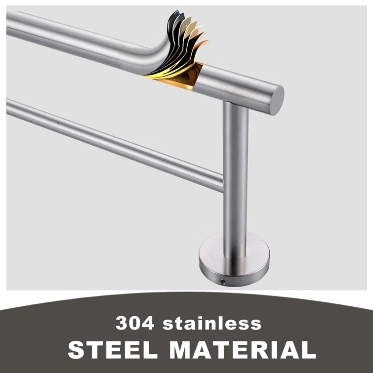SUS 304 Stainless Steel Bathroom Double Towel Bar, Wall Mount Towel Holder For Bathroom
