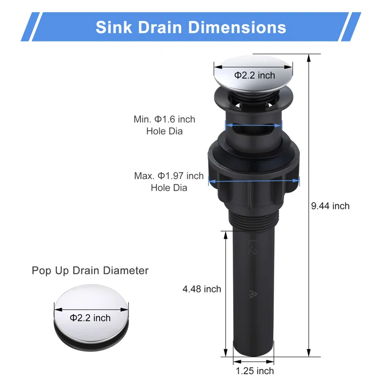 Pop-Up Bathroom Sink Drain with Overflow( 2Pack)