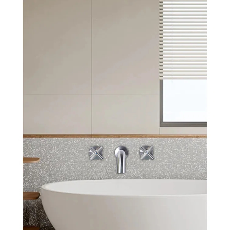 2-Handle Wall Mounted Cross Handle Antique Bathtub Roman Tub Faucet