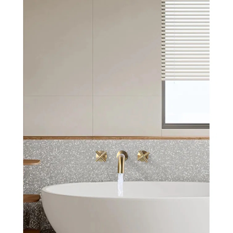 2-Handle Wall Mounted Cross Handle Antique Bathtub Roman Tub Faucet