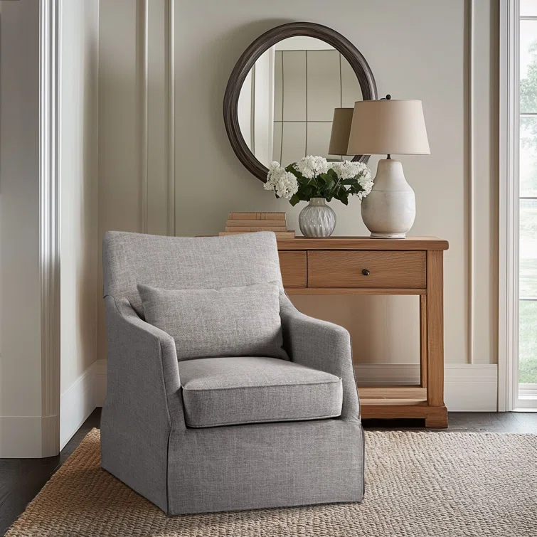 Martha Stewart London 360°Swivel Armchair with Lumbar Pillow