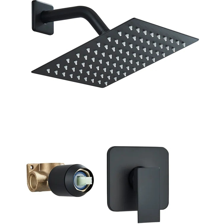 Matte Black Shower Faucet Set Bathroom Rain Shower System 8in Shower Head Combo