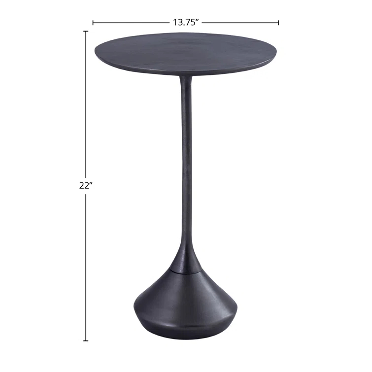 Dovetail Furniture Melancthon Tall Aluminum End Table, Antique Black | Perigold