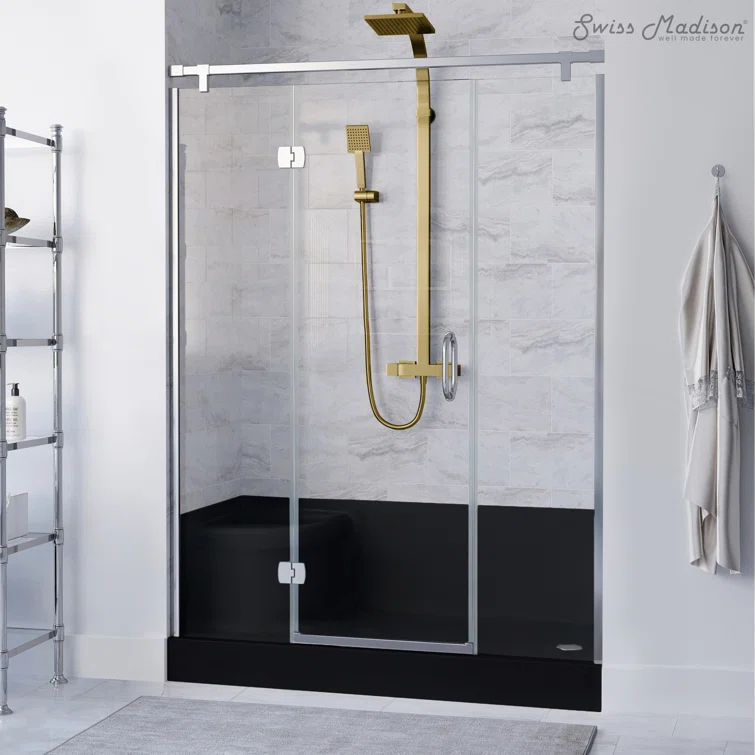 Aquatique 60" x 32" Shower Base in Matte Black