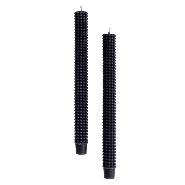 Creative Co-Op Hobnail Taper Candles in Box, Navy Blue, Set of 2