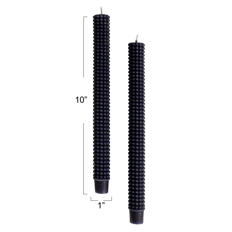 Creative Co-Op Hobnail Taper Candles in Box, Navy Blue, Set of 2
