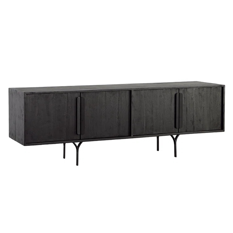 Rivington 69" Black Exotic Wood Sideboard with Metal Legs