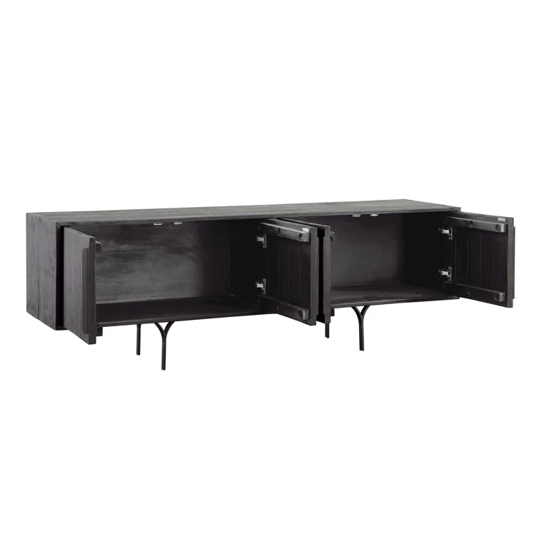 Rivington 69" Black Exotic Wood Sideboard with Metal Legs