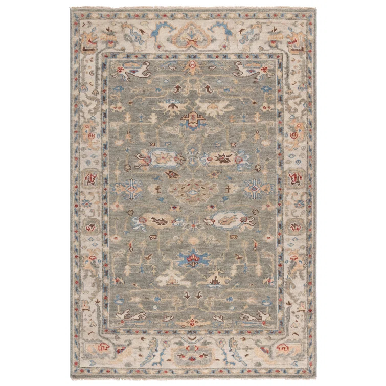 Samarkand SRK144 Hand Knotted Area Rug - Grey/Ivory - 6'x9' - Safavieh.