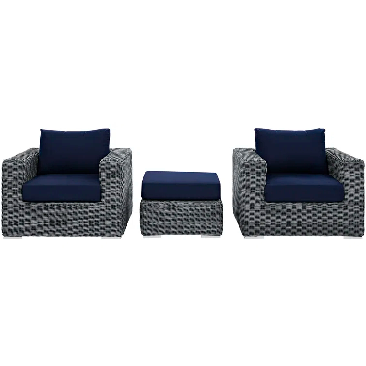 Modway Invite 3 Piece Outdoor Patio Sunbrella Sectional Set