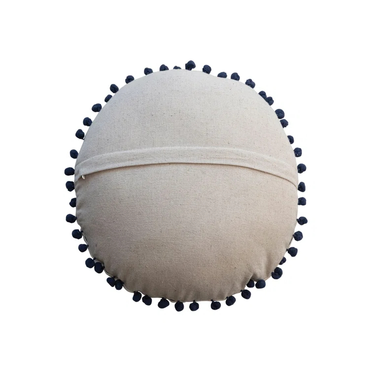 Multicolor Embroidered Cotton Blend Round Holiday Pillow