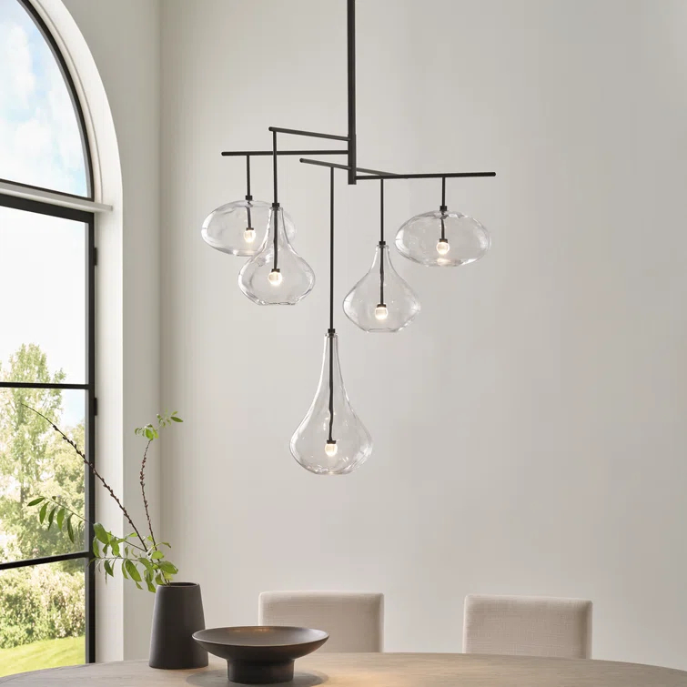 Soft Brass and Clear Glass 5-Light LED Chandelier