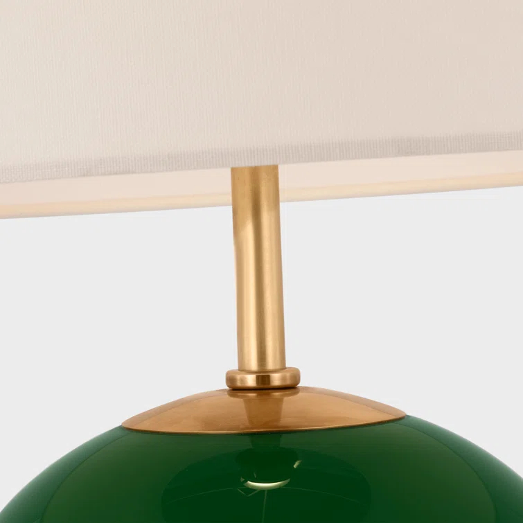Elsie Green Glass Globe Table Lamp with Linen Shade