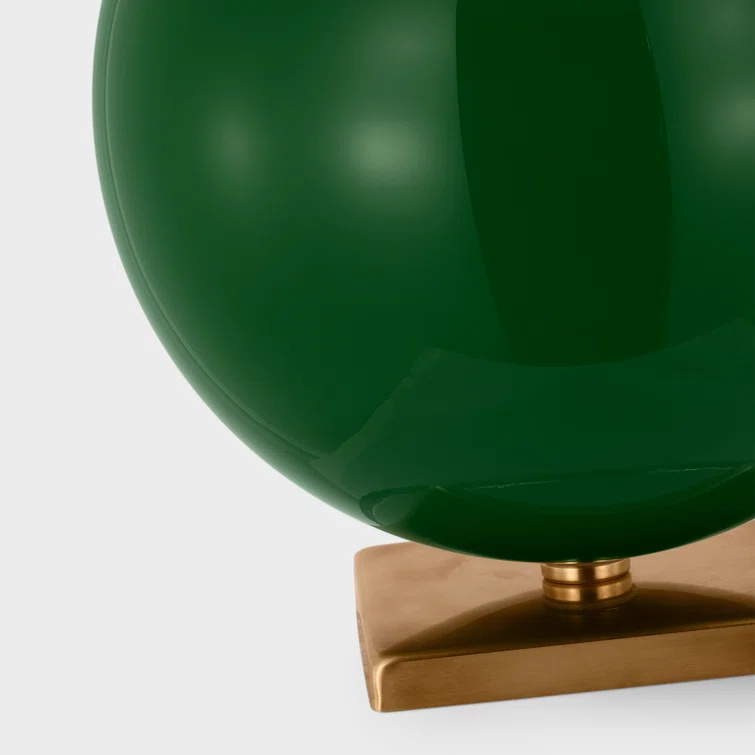 Elsie Green Glass Globe Table Lamp with Linen Shade