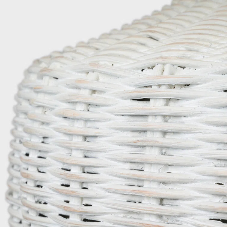 Evie Adjustable White Wicker Outdoor Table Lamp