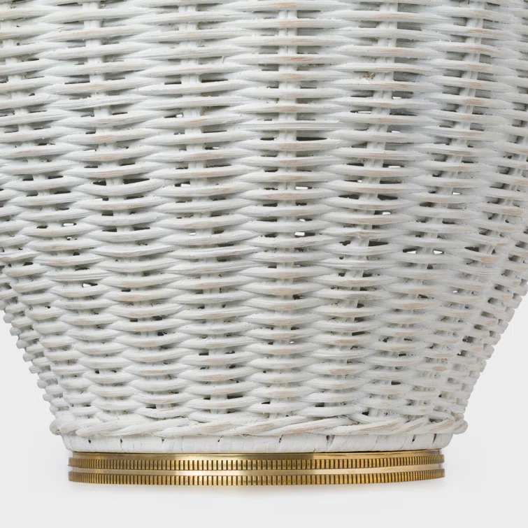 Evie Adjustable White Wicker Outdoor Table Lamp