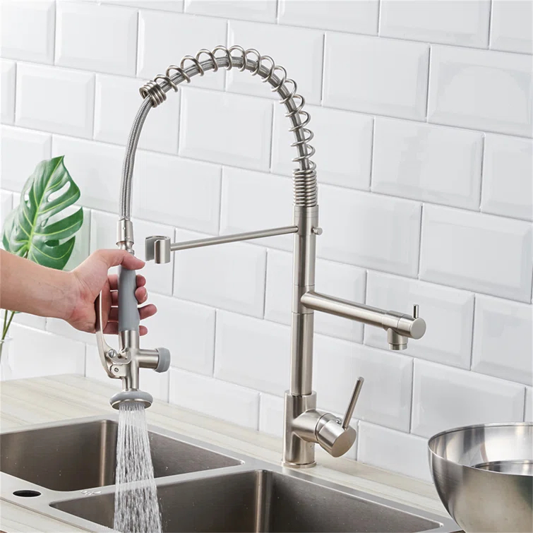 LOONGFIELD ASTARQ-W1932P172291 Kitchen Faucet Pull Down Sprayer Brushed Nickel,Single Handle Kitchen Sink Faucet