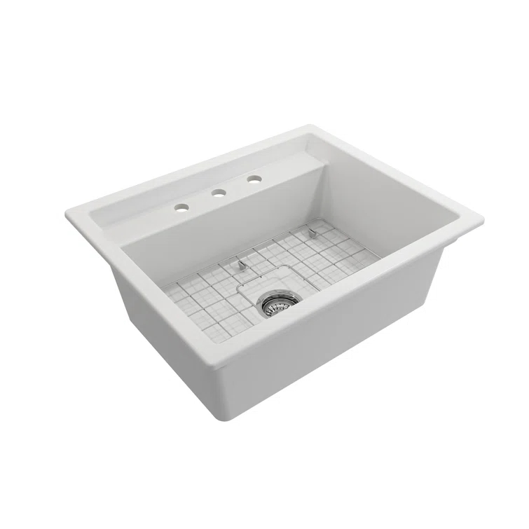 Baveno 27'' L Dual Mount Single Bowl Fireclay Kitchen Sink