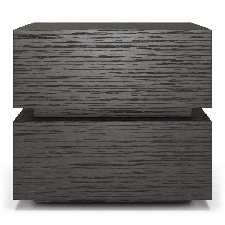 Modern Black Wenge 2-Drawer Nightstand