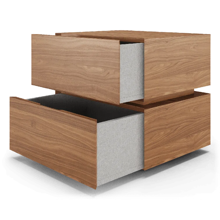 Brookline Walnut 2-Drawer Modern Nightstand