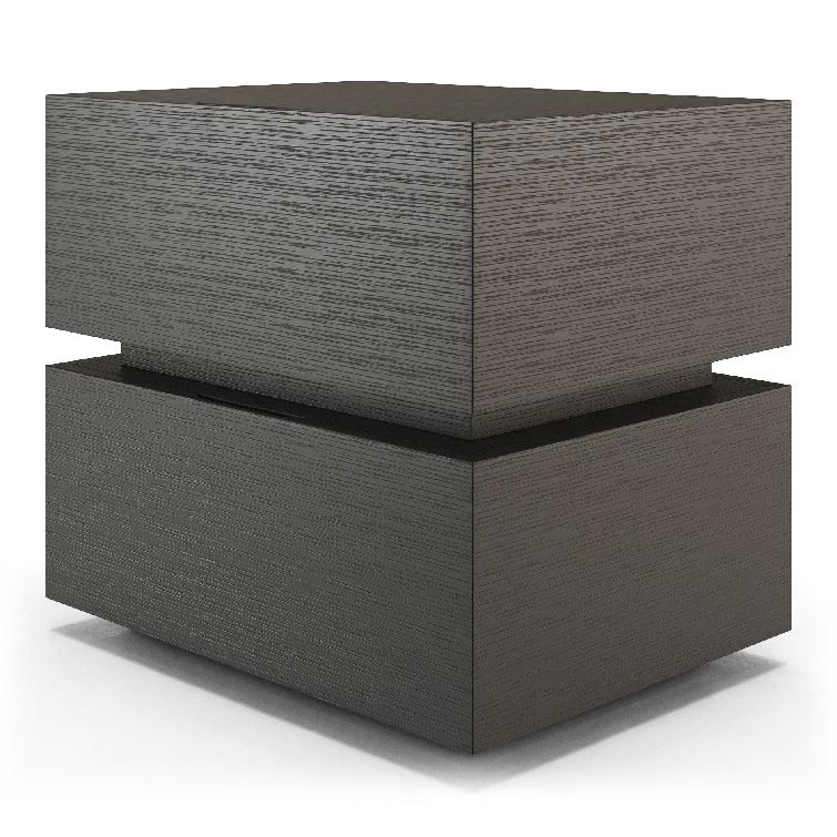 Modern Black Wenge 2-Drawer Nightstand
