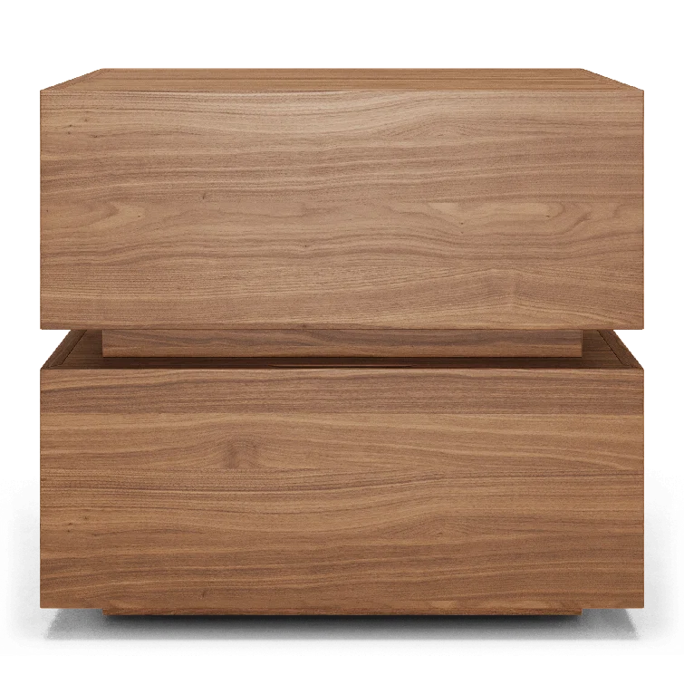 Brookline Walnut 2-Drawer Modern Nightstand