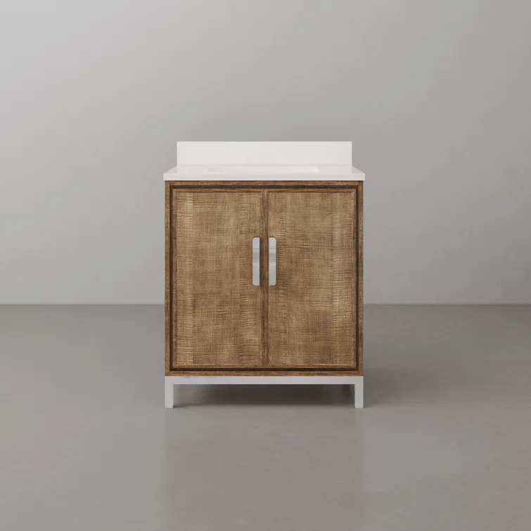 Westin 30" Lustrous Walnut Freestanding Bathroom Vanity with Quartz Top