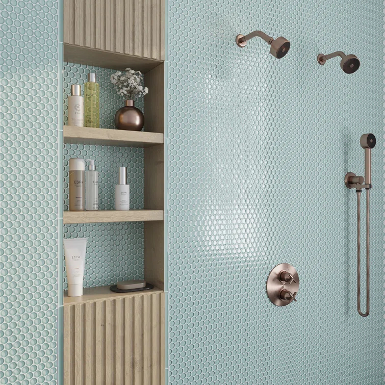 Penny 1 " X 1 " Straight Edge Glass Mosaic Sheet Wall & Floor Tile