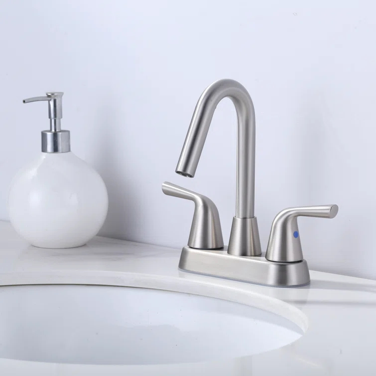Centerset 2-handle Bathroom Faucet with Drain Assembly