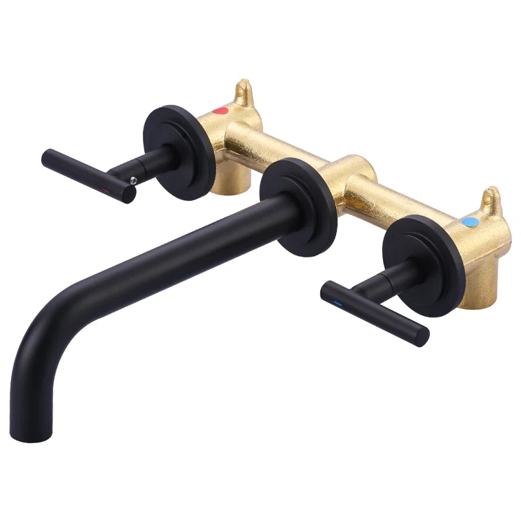 2-Handle 2-Hole Wall Mounted Bathroon Sink Faucet In Spot Resist (Valve Included)