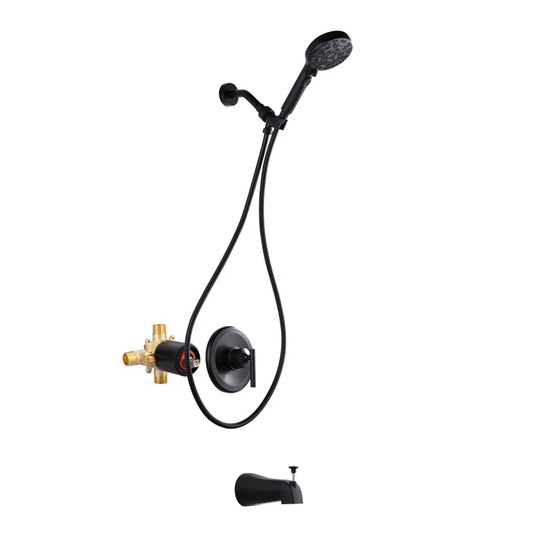 ARCORA AR9101400D Single Handle 7-Spray Tub & Shower Faucet Set 1.8 GPM Handheld Shower With Brass Rough-In Valve