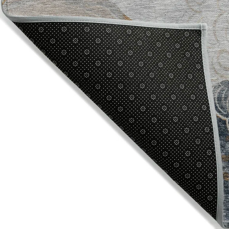 Machine Washable Indoor/Outdoor Cinead ACN1686 Gray Rug