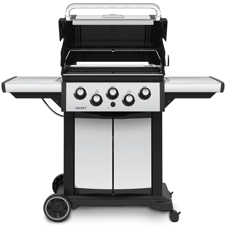 Broil King Signet 390 3-Burner Grill in Stainless Steel with Side Burner and Rear Rotisserie Burner