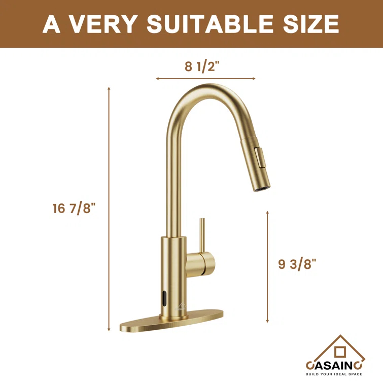 Willow Single-Handle Pull Down Sprayer Kitchen Faucet with Infrared Sensor, Soap Dispenser and Deck Plate