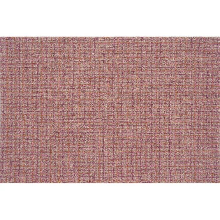 Bryn Hand-Tufted Loop Pile Wool Tweedy Plaid Textured Solid Area Rug Spice Orange Rose Burgundy Tan