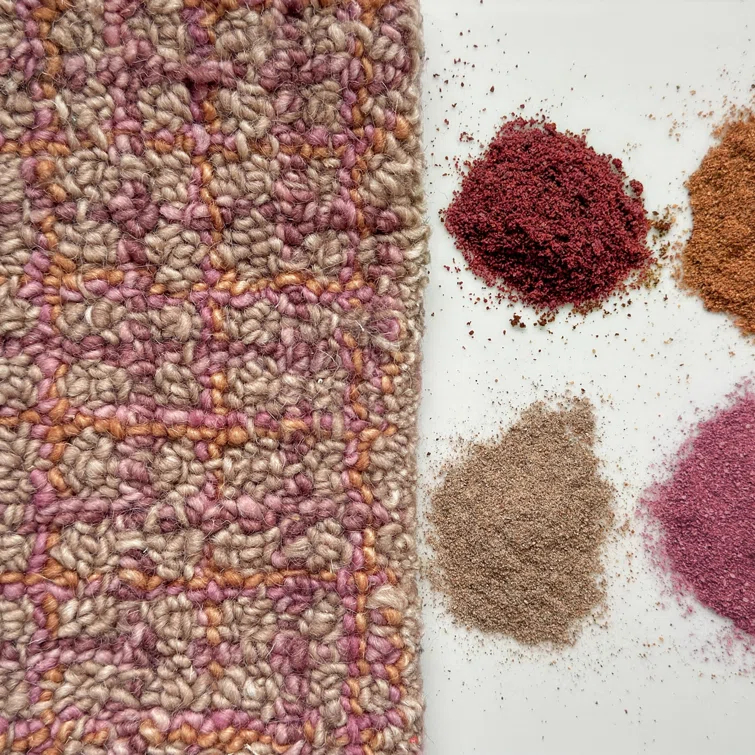 Bryn Hand-Tufted Loop Pile Wool Tweedy Plaid Textured Solid Area Rug Spice Orange Rose Burgundy Tan