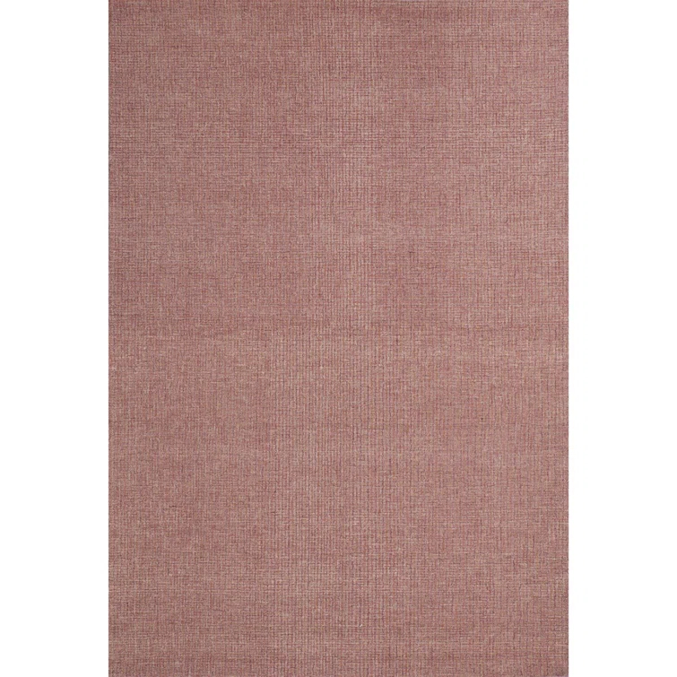 Bryn Hand-Tufted Loop Pile Wool Tweedy Plaid Textured Solid Area Rug Spice Orange Rose Burgundy Tan