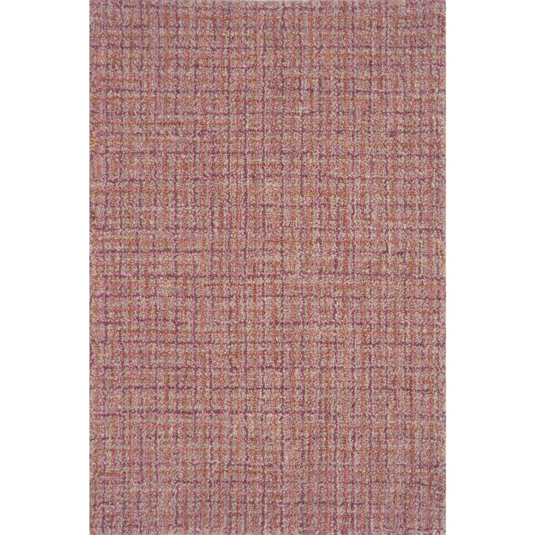 Bryn Hand-Tufted Loop Pile Wool Tweedy Plaid Textured Solid Area Rug Spice Orange Rose Burgundy Tan