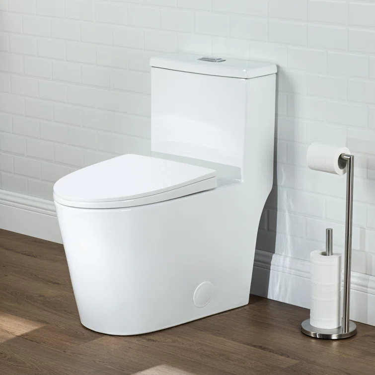17" Comfort Height StandardToilet, Dual-Flush Modern Elongated One-Piece Toilet with Glazed Surface (Seat lncluded)