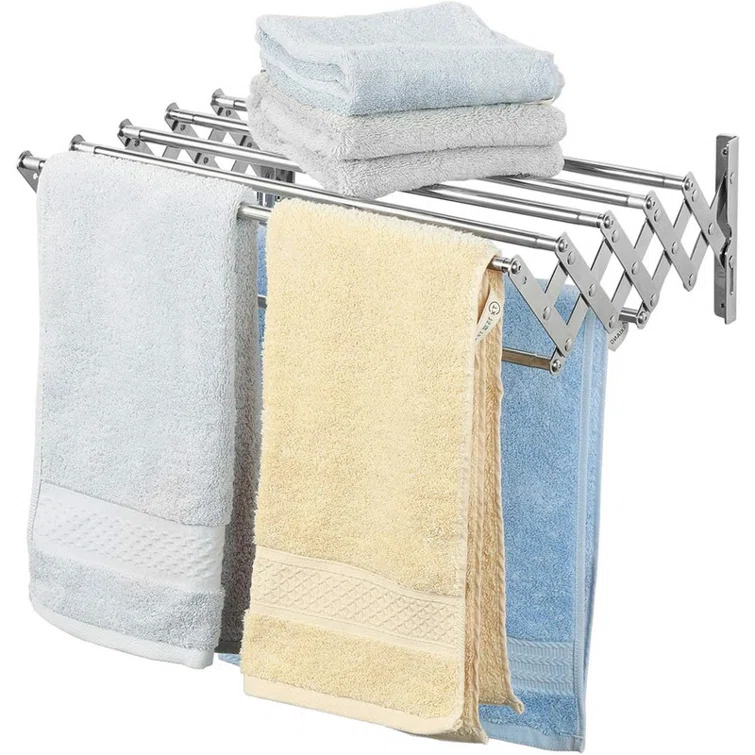 JASODI F07TG7H1NK Stainless Steel Space-Saving Towel Rack, Wall Mounted Retractable Huge Capacity Drying Rack