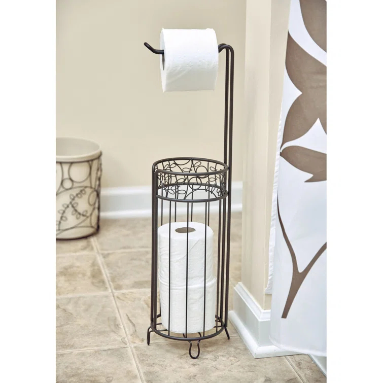 iDesign Twigz Steel Free-Standing Toilet Paper Storage Dispenser - 7" x 7" x 25", Bronze