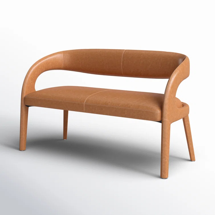 Sonoma Butterscotch Genuine Leather 55" Modern Dining Bench