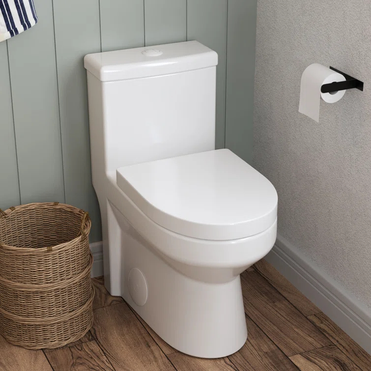 DeerValley DeerValley Liberty Compact Toilets One-Piece Toilet With High-Efficiency Flush Round Toilet for Space-Saving Floor Mounted (Seat Included) DV-1F52812-WHITE