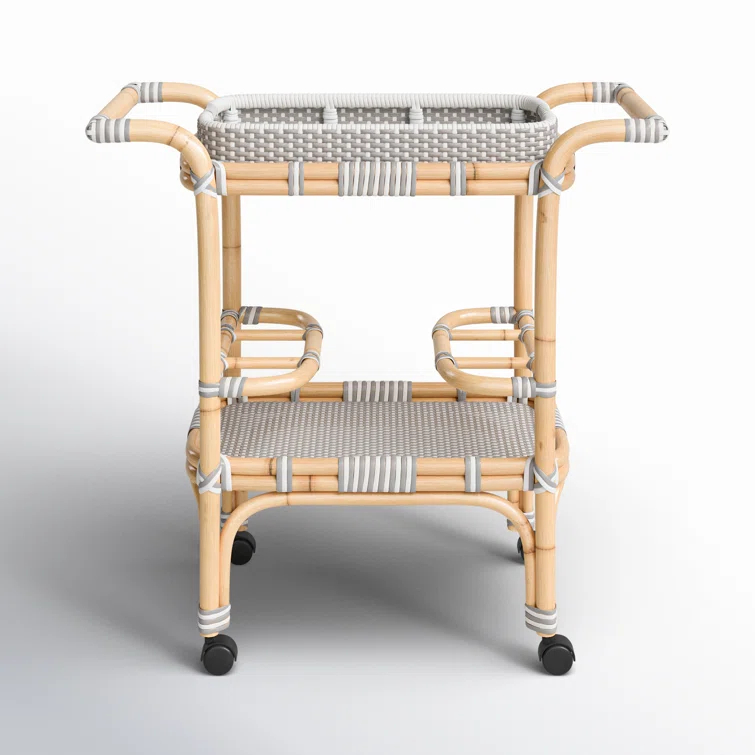 Butler Selena Grey & White Rattan Bar Cart