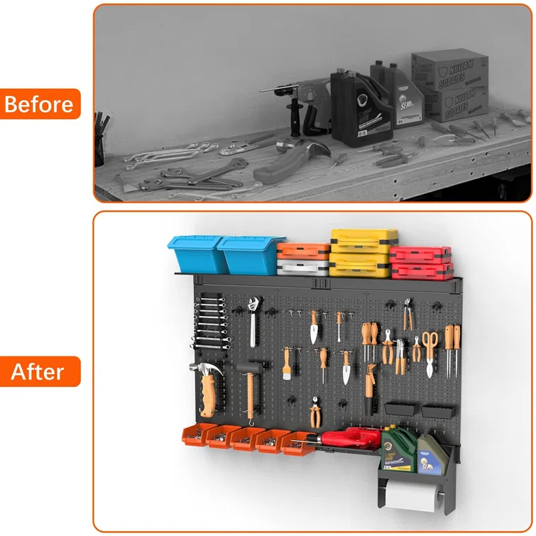 Metal Pegboard Wall Organizer – 4ft Wide